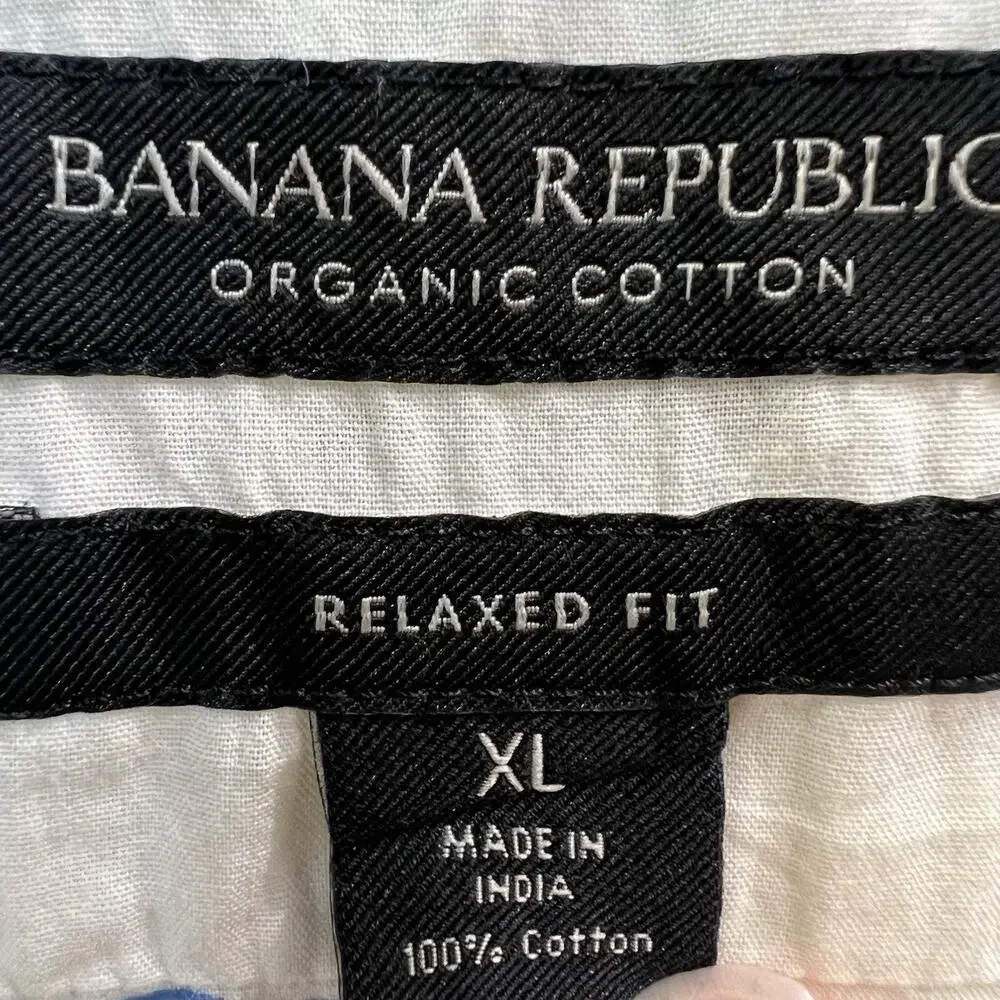 Banana Republic Relaxed Fit Organic Cotton Button Down‎ Shirt Western Print XL